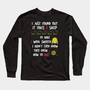 Funny Knitting Joke It Takes 5 Sheep Long Sleeve T-Shirt